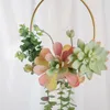 Decorative Flowers Nursery Wall Hanging Geometric Metal Wire Wreath Hoop Frame Succulent Plants Artificial Flower Garland Wedding Party