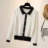 Kvinnors tr￶jor Ice Silk Short Sleeve Pullovers Women Topps Summer Spring Korean Fashion Sticked Polo White Black Shirts tr￶ja kl￤der
