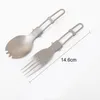Dinnerware Sets Outdoor Portable Titanium Folding Forks Spoon Picnic Camping Hiking Tableware Spoons