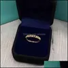 Pierścienie zespołowe Sprzedawanie Tiffy Home Roman Pierścień 925 Sterling Sier Plated 18K Gold wąska wersja gładka pusta krat podwójna ręka Jewe2695