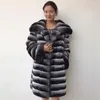 Women's Fur Coat Women Rex Jacket Winter Long Warm Slim Overcoat With Fashion Big Turn Down Collar Plus Size Custom