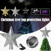 Julekorationer tr￤d LED-projektionsljus topplampor med 3D glitter roterande inbyggd stj￤rndekor toppe z9s1