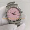 8 Style z pudełkiem kobiety oglądają kobietę średniej wielkości 36 mm różowa bransoletka ze stali nierdzewnej Lady Asia 2813 Ruch Mechaniczne kobiety automatyczne zegarki