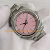 8 Style with Box Women Bekijk dames middelgrote 36 mm roze wijzerplaat roestvrijstalen armband Lady Asia 2813 Beweging Mechanische dames Automatische horloges