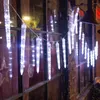 Strings Christmas Icicle Lights 20 Tube Connectable Crystal Ice String Meteor Shower Rain Light For Eave Window Holiday Outdoor