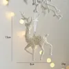 Kerstdecoraties Boom Hangende hangers Glitter Small Xmas Deer Oranments Elk Merry Decor Happy Year 2023 White