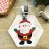 Dijkartikelen sets kerstversieringen tafel mes en vork set creatieve cartoon el tafelgerei santa claus tas