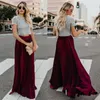 Gonne 2022 Estate Vintage Donna Chiffon Maglia Vita alta Tinta unita Lungo Maxi Pieghe Lunghezza Spiaggia Autunno