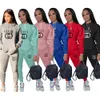 Designer Brand Femmes Survêtements Costumes de jogging imprimés 2 pièces Ensemble sweats à capuche Pantalons à manches longues Sweatsuits 3XL Plus taille Sportswear Leggings Tenues Vêtements décontractés 8919-2