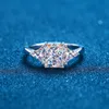 Anello solitario Taglio smeraldo 3 Pietre 3 Fede nuziale con diamanti certificati Fede nuziale in argento massiccio di lusso per donne 221109