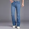 Heren jeans icpans heren flare broek belt bodem lading slank blauw bootcut wijd uitlopende denim voor mannen broek laars cut 2022