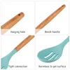 Ensemble d'ustensiles de cuisine en silicone 12 pièces avec support de poignées en bois pour ustensiles de cuisine antiadhésifs cuillère à soupe louche fendue fouet pince brosse FY2471 bb0404