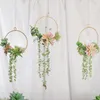 Decorative Flowers Nursery Wall Hanging Geometric Metal Wire Wreath Hoop Frame Succulent Plants Artificial Flower Garland Wedding Party