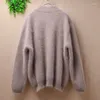 Damen Strick Damen Damen Koreanische Mode Nerz Kaschmir Dicke Warme Angora Wolle Gestrickt Lange Ärmel Strickjacke Jacke Mantel Winter