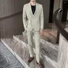 Herrdräkter skräddarsydda Gray Green Black Trajes Casues Tvådelar Blazer Pants Justerbara en-knappbältet Herr designer Casual Suit