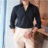 Men's Polos Italian-style Windsor One-collar Three-dimensional Large Pointed Collar Slim Long-sleeved Shirt White