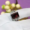 Bröllopsringar Bröllop/brud Big Red Zircon för kvinnor Silverfärg Multicolor Birthstone Party Ring Anillos Mujer