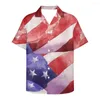 Мужские повседневные рубашки Forudesigns American Flag Print Fashion Hawaiian Men Shirt 4 июля Cool Down Down Summer Parade