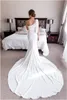 Weiße Meerjungfrau-Hochzeitskleider, eine Schulter, langer Zug, großer Bogen, Strand-Brautkleider, Robes de Mariee, Vestidos de Novia