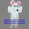 Witte muis muizen mascotte kostuum laboratorium rattenlab ratten volwassen stripfiguur cartoon prestatiebeeftekstenen programma zx2085