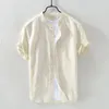 Herren T-Shirts Herren Baggy Baumwolle Leinen T-Shirts Solide Kurzarm Casual Button Retro Männer Shirt Für Männer Tops