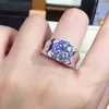 클러스터 반지 수제 남성 5ct 실험실 Moissanite 반지 925 스털링 실버 약속 약혼 웨딩 밴드 남성 파티 쥬얼리