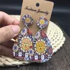 S3303 Bohemian Fashion Schmuck Baumeln Ohrringe Keramik Fliesen Malerei Patern Holz Ohrringe