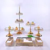 Bakeware Tools Crystal Metal Cake Stand Set 7st Acrylic Mirror Cupcake Decorations Dessert Pedestal Wedding Party Display Tray