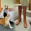 Boots Women Knee High Pu Leather Waterproof Long White Brown Party Fetish Women's Shoes Autumn Winter