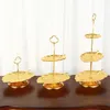 Assiettes Dessert Stand 1/2/3 Tier Cupcake Tower Golden Leaf Shape Cake Snack Plateau de service