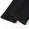 Jeans da uomo in denim nero con toppe screpolate elasticizzate