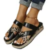 Sandals Ladies Outdoor Casual Beach 2022 Double Layer Leopard Print Flat Non-Slip Durable Slippers Set Toe Women