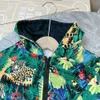 Children's clothing style boys' suit tropical jungle plant design pattern Hoodie zipper jacket pants twopiece set