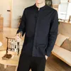 Men's Casual Shirts Men Clothing 2022 Men's Classic Solid Color Shirt Large Size Stand Collar Tang Suit Long Sleeve Business Chinese Top