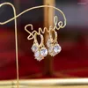 Hoop Earrings Juwang Exquisite Butterfly Minimalist Non Pierced Shine Top Zircon For Women Charm Romantic Luxury Jewelry