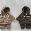 衣類セット冬の赤ちゃんのぬいぐるみフリースは暖かいパーカー幼児の男の子フード付きスウェットシャツとズボンセット子供2PCS服スーツ221110