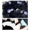 Decorative Flowers Halloween Wreath Decoration Artificial Spooky Feather Hanging With Eye Ball Ornaments For Front Door Decor