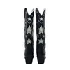 Женские ковбойские сапоги в британском стиле, размер 43, с острым носком, черные, в стиле вестерн, 2022, прямые сапоги с цветными блоками, G221111