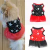 Hondenkleding jurk schattig sterren print dubbele laag kanten pet rok zomer mouwloze rode kleren voor kleine middelgrote honden cupcake