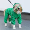 Dog Apparel Cute Frog Raincoat Full Body Cover With Hat Transparent Brim Rain Jacket Clothes For Medium Large Perros Cats XXL-7XL