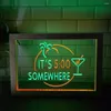 Décoration de fête It's 5 Pm Somewhere Bar LED Neon Sign Po Frame Lampe de table créative Chambre Bureau Bois 3D Night Light