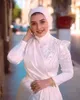 Elegant Muslim Hijab Wedding Dresses Bridal Gowns Crystals Beaded Detachable Skirt Long Sleeves High Neck Arabic Islamic Vestidos De Novia Floor Length 2023