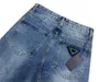 Jeans pour hommes Designer 2023 printemps marque de loisirs pour hommes pantalons en denim de luxe haute température sans eau poche bout à bout conception de broderie triangle inversé bleu C851