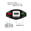 Carregador de carro Charge Quick 3 Portas CARREGADORES DE CARRO USB Adaptador de carregamento rápido 5V 9V 12V 3A 2A 1.5A para iPhone Samsung