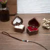 Jewelry Pouches Travel Case Portable Storage Jewelers Heart Box Walnut Holder For Women