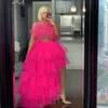 Vestidos de trabalho duas peças Women Tule Sets Tops and Shairs Hi Low Triered Ruffled Totu Tutu Prom Party Birthday Dress