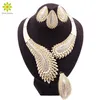 Wedding Jewelry Sets Luxury Dubai Gold Color Big Necklace Earrings for Women Bridal Accessories Gift Indian Jewellery 221109