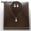 Ensembles de bijoux de mariage HadiyanaTrendy Lady Micro Incrusté Pendentif Boucles D'oreilles Ensemble Simple Perle AAA Cubique Zircone Collier Cadeau De Fête TZ8094 221109