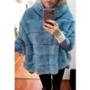 Women's Fur Jacket Real Coat High Quality Genuine Rex With Batwing Sleeves Hood Natural Women