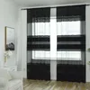 Rideau Lumière Noir Café Voilage Rideaux Pour Salon Chambre Cuisine Maison Décoratif Rayé Voile Semi Tulle Sur Fenêtres Rideaux